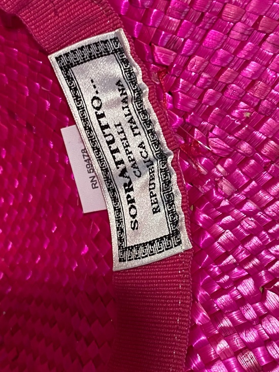 ‼️Made in Italy Woven Straw Bucket Hat with Hot Pink Band main image 7